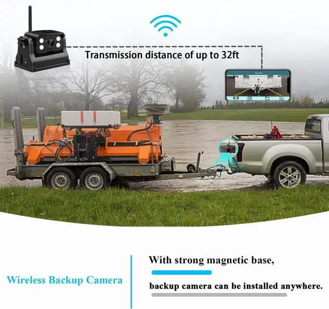 Alt view image 5 of 7 - WiFi Magnetic Wireless Backup Camera, LASTBUS Rechargeable 2.4Ghz WiFi Rear Camera for Easy Hitching Gooseneck Horse Boat Travel Trailer Fifth Wheels RV Camper for iPhone iPad Android iOS Smartphone