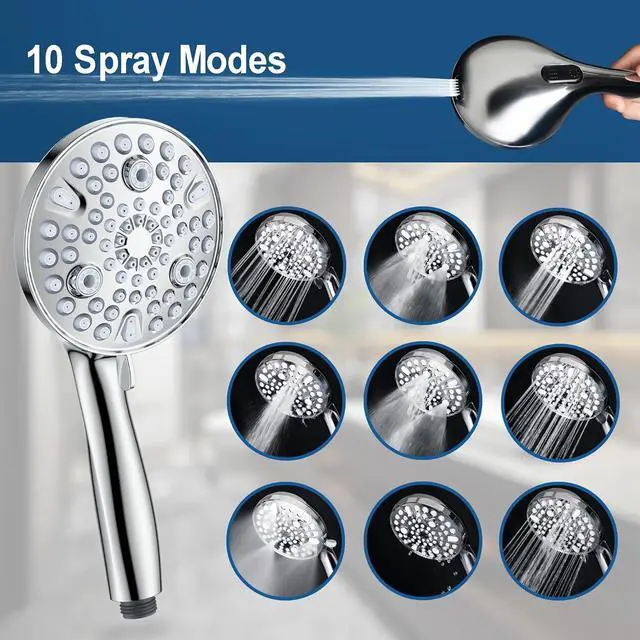 Alt view image 5 of 7 - 7.5 Rotatable Dual Shower Head with Handheld Combo Kids Friendly Low 3-Way Diverter Adjustable Slide Bar for Whole Family Use Enjoy High Pressure Rainfall Spa Shower Polished Chrome Finish