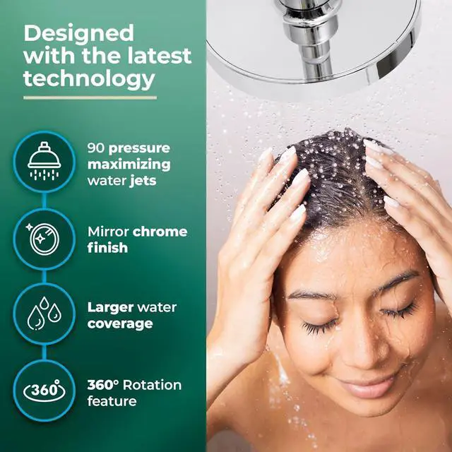 Alt view image 5 of 7 - Winthorpe Water Saving Shower Heads - Premium Low Flow Rain Shower Head for Efficient Water Usage - High-Performance Water Saver Shower Head with Sleek Design and Easy Installation