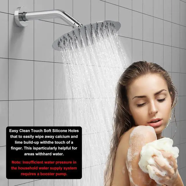 Alt view image 5 of 7 - Shower Faucet Set 8IN Brass Rough-In Valve Body Trim Kit Rainfall Included Handle Accessories Complete 2 Functions with Rain Head and Handheld Bathroom Systems (8, Chrome Polished)