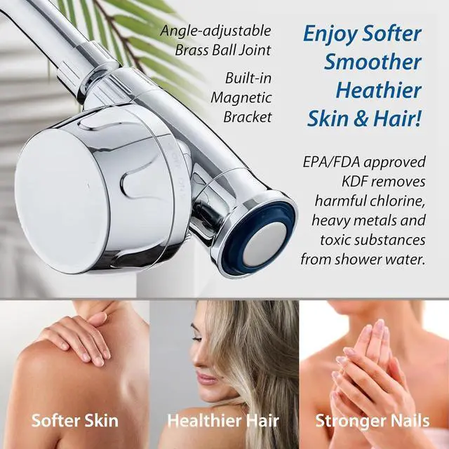 Alt view image 4 of 7 - Magneton 8-setting Magnetic Docking Hand Shower with Built-in Shower Filter - On/Off Filtration Modes, Instant Cartridge Reload, Stay-Clean KDF Cartridge, 6 ft. Steel Hose, Chrome Finish