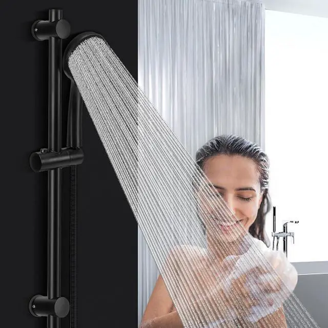 Alt view image 2 of 7 - 5-Setting High Pressure Handheld Shower Head Combo, NearMoon Multi-functions Powerful Spray Handheld Showerhead Combo (with Slide Bar and 60 Stainless Steel Hose, Matte Black)