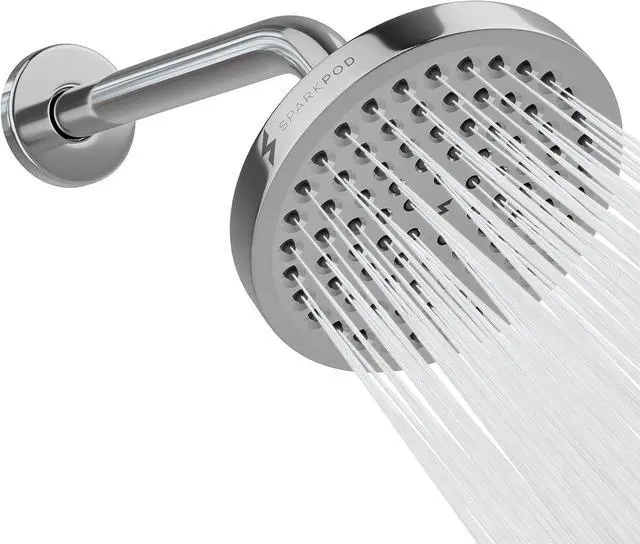 Main image of SparkPod 6" High Pressure Rain Shower Head with 9" Shower Arm - High Pressure Rain - Luxury Modern Look - Rainfall Experience - No Hassle Tool-less 1-Min Installation (Luxury Polished Chrome)