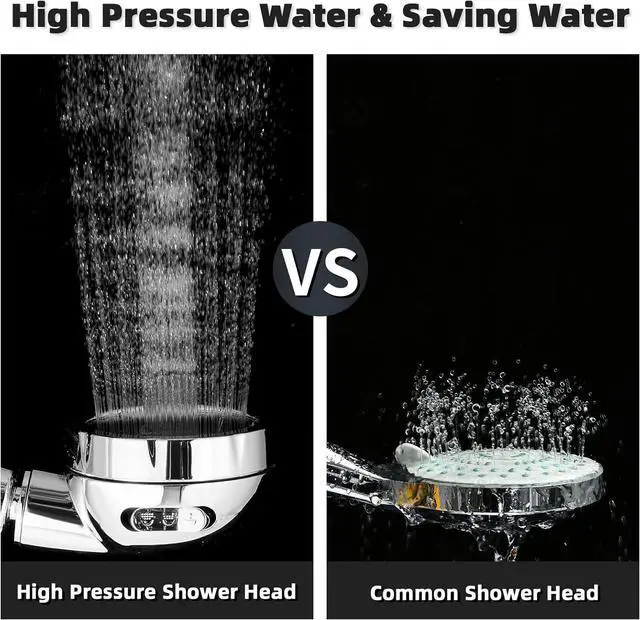 Alt view image 5 of 6 - Marbrasse 3-Settings Handheld High Pressure Showerhead with ON/Off Full Shutoff Push Button,Water-saving Camping Shower with Adjustable Angle(Vacuum Suction Shower Head Holder+5 Feet Shower Hose)