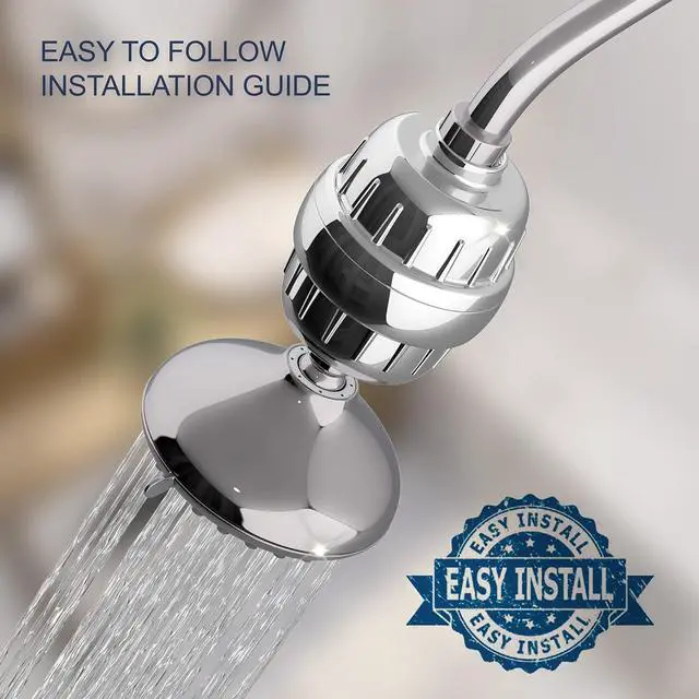 Alt view image 6 of 6 - Aqua Earth Filtered Shower Head High Pressure Shower Filter Hard Water Remove Chlorine Harmful Substances Coconut Shell Activated Carbon Reduce Heavy Metals Other Sediments Vitamin C
