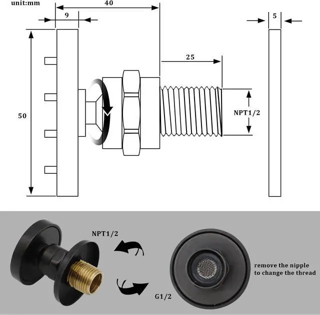 Alt view image 3 of 7 - HOMEDEC 2inch Round Shower Body Spray Jets, Brass Showerhead Shower Jets Massage Spa Body Sprays Shower Nozzle Wall Mount, 4PCS, Oil Rubbed Bronze