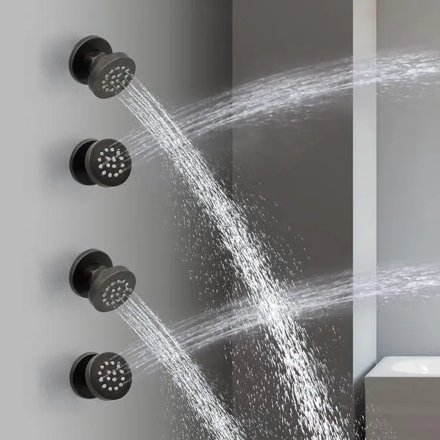 Alt view image 4 of 7 - HOMEDEC 2inch Round Shower Body Spray Jets, Brass Showerhead Shower Jets Massage Spa Body Sprays Shower Nozzle Wall Mount, 4PCS, Oil Rubbed Bronze
