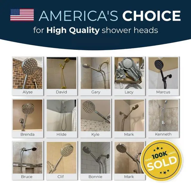 Alt view image 7 of 7 - ? All Metal Handheld Shower Head Holder - Brushed Nickel - Adjustable Shower Wand Holder with Universal Wall Hook Bracket and Brass Pivot Ball - Hand Held Shower Head Holder