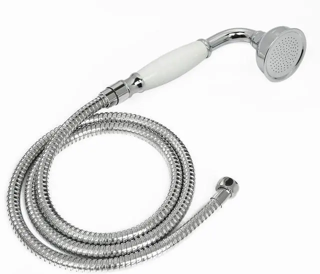 Main image of HOMEDEC Vintage Handheld Shower Head with 59inch Flexible Hose High-Pressure Antique Rain Showerhead Combo Replacement No Wand Holder, Round Telephone Shape, Chrome