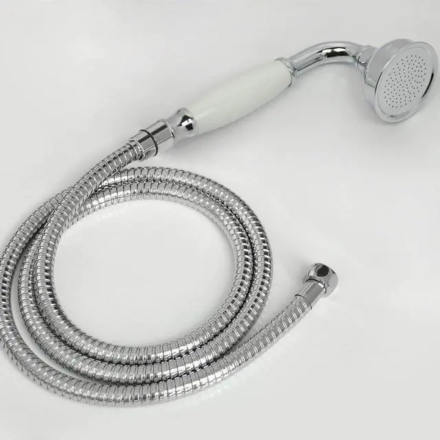 Alt view image 4 of 4 - HOMEDEC Vintage Handheld Shower Head with 59inch Flexible Hose High-Pressure Antique Rain Showerhead Combo Replacement No Wand Holder, Round Telephone Shape, Chrome