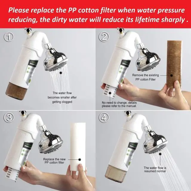 Alt view image 6 of 7 - miniwell Shower Filter 720-Plus with replaceable cartridges, shower head filter with Double Filters, remove 99% chlorine (Shower Filter w/Head)