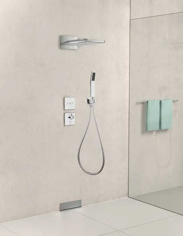 Alt view image 2 of 7 - Chrome Wall Supply Elbow with Hand Shower Holder, Keymark Brass Square 1/2Shower Hose Connector, Wall Mount Drop Ell Union Water Outlet