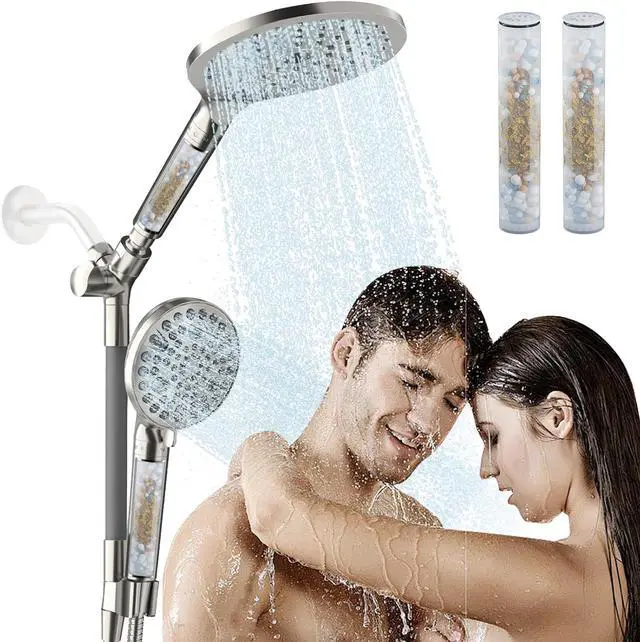 Main image of HANLIAN Filtration Shower Heads with Handheld Spray Combo, High Pressure Rainfall Shower Head with Handheld Combo, Filtered Dual Shower Head with Hand Held, Double Shower Heads (Brushed Nickel)
