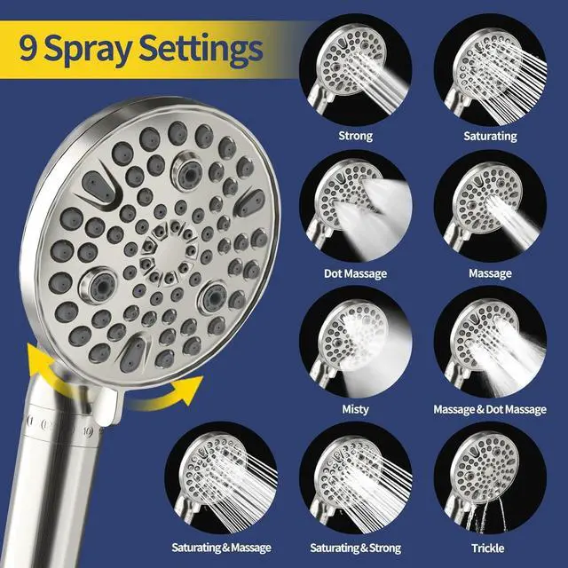 Alt view image 3 of 7 - HANLIAN Filtration Shower Heads with Handheld Spray Combo, High Pressure Rainfall Shower Head with Handheld Combo, Filtered Dual Shower Head with Hand Held, Double Shower Heads (Brushed Nickel)
