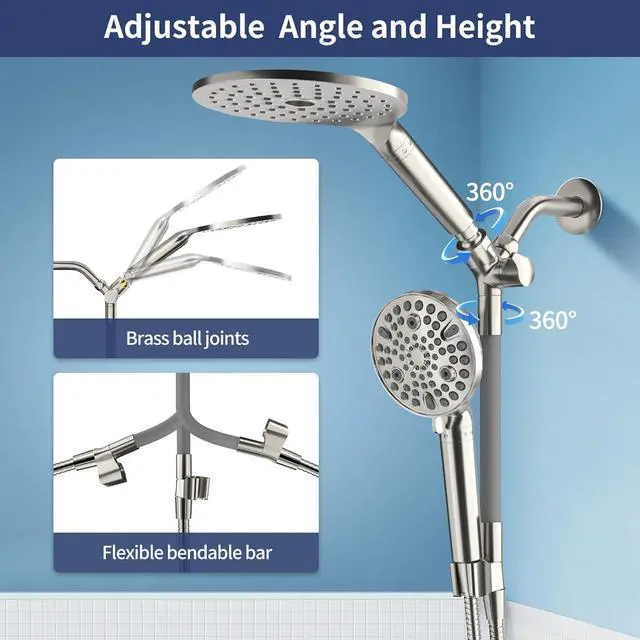 Alt view image 6 of 7 - HANLIAN Filtration Shower Heads with Handheld Spray Combo, High Pressure Rainfall Shower Head with Handheld Combo, Filtered Dual Shower Head with Hand Held, Double Shower Heads (Brushed Nickel)