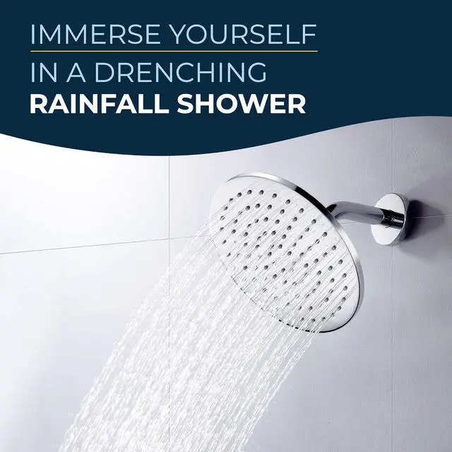Alt view image 7 of 7 - HammerHead Showers® ALL METAL 8 Inch Rainfall Shower Head  BRUSHED NICKEL - Shower Head Rainfall - 2.5 GPM High Flow Shower Head Optimized for Pressure  Large Round Rain Shower Heads