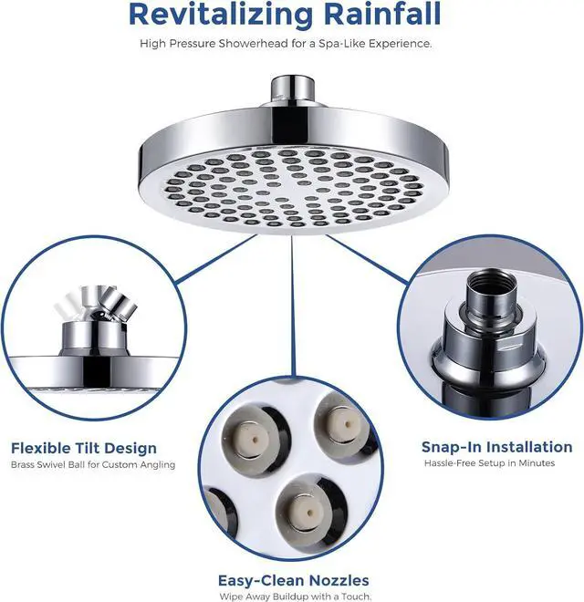 Alt view image 5 of 7 - Filtered Shower Head with 15 Stage Water Softner Shower Filter for Hard Water,Reduces Chlorine and Heavy Metals,Powerful Shower Heads High Pressure (6" Round,Polished Chrome)