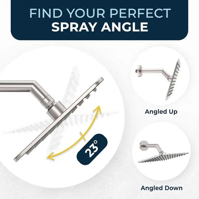 Alt view image 4 of 7 - HammerHead Showers All Metal 8 Inch Square Rainfall Shower Head, High Flow Shower Head Optimized for Pressure, Brushed Nickel, 2.5 GPM