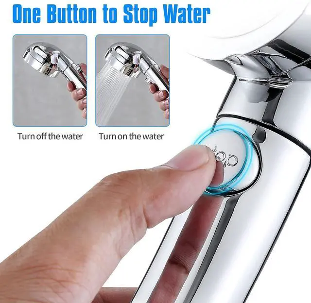 Alt view image 3 of 7 - JONKEAN High Pressure Shower Head with 3 Spray Settings, Water Saving Handheld RV Shower Head with Hose and On Off Switch, Detachable Shower Heads with Hose and Angle-Adjustable Bracket (Chrome)