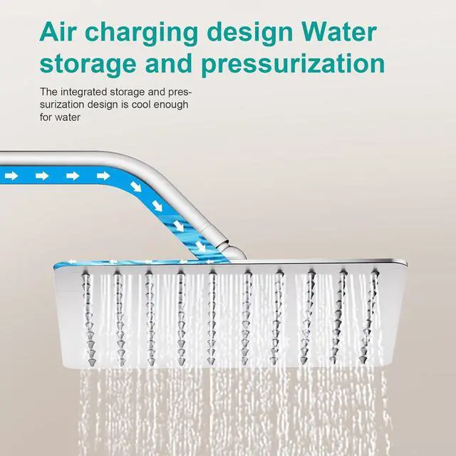 Alt view image 4 of 6 - Square Rain Shower Head, High Flow Stainless Steel,Work with any decorative styleAll Metal Rainfall Shower Head (Brushed Nickel, 8)