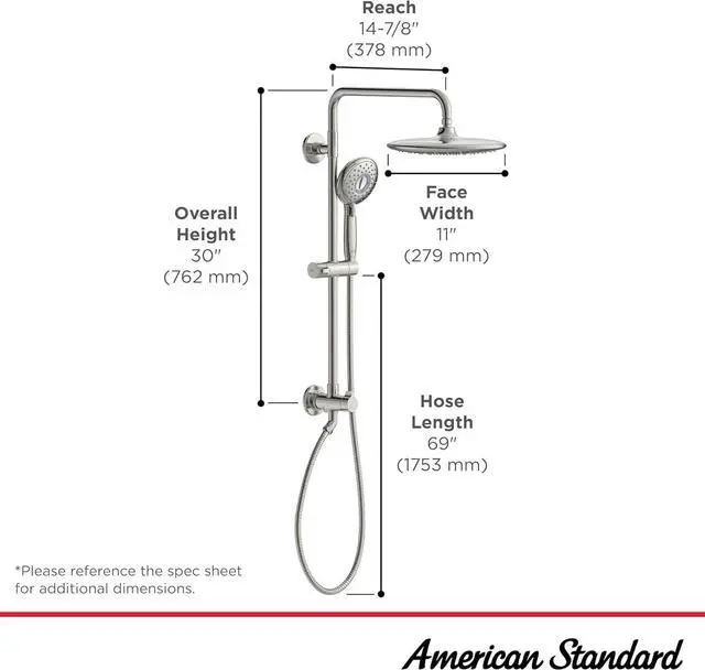 Alt view image 3 of 6 - American Standard 102907GN00 Spectra Versa 24-Inch 4-Function Retrofit Shower System, 1.8 GPM, Brushed Cool Sunrise