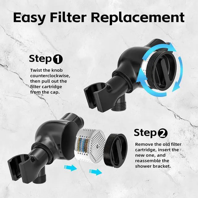 Alt view image 4 of 7 - High Pressure Filtered Shower Head with Handheld, 9 Spray Modes 4.7" Shower Head, 59" long hose, 10 Layers Filter for Hard Water, Remove Chlorine, Adjustable Bracket, Matte Black