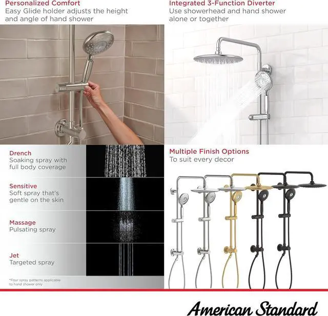 Alt view image 4 of 6 - American Standard 102907GN00 Spectra Versa 24-Inch 4-Function Retrofit Shower System, 1.8 GPM, Brushed Cool Sunrise