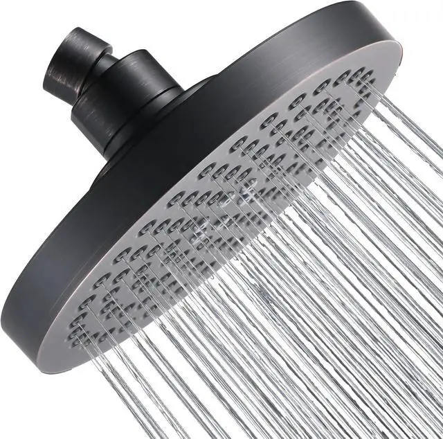 Main image of BRIGHT SHOWERS High Pressure Shower Head, 6 Inch Rain Shower Head, 2 Spray Settings Rainfall Shower Heads, Adjustable Angle Replacement Bathroom Showerhead, Easy Installation Oil Rubbed Bronze