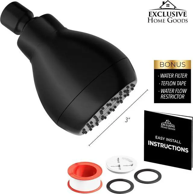Alt view image 2 of 7 - High Pressure Shower Head - Powerful Deluxe Bathroom Showerhead with Strong Spray Stream and Small Silicone Nozzles - Universal Fit Works with High and Low Water Flow Showers (Matte Black)-1.8 GPM