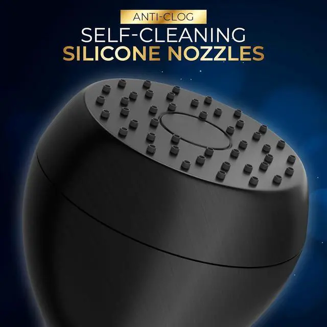 Alt view image 4 of 7 - High Pressure Shower Head Matte Black - Powerful Deluxe Bathroom Showerhead with Strong Spray Stream and Small Silicone Nozzles - Universal Fit Works with High and Low Water Flow Showers-2.5 GPM