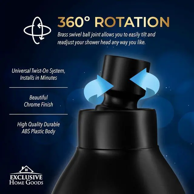 Alt view image 5 of 7 - High Pressure Shower Head Matte Black - Powerful Deluxe Bathroom Showerhead with Strong Spray Stream and Small Silicone Nozzles - Universal Fit Works with High and Low Water Flow Showers-2.5 GPM