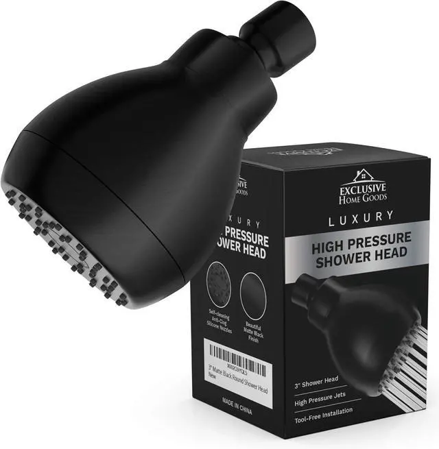 Alt view image 7 of 7 - High Pressure Shower Head Matte Black - Powerful Deluxe Bathroom Showerhead with Strong Spray Stream and Small Silicone Nozzles - Universal Fit Works with High and Low Water Flow Showers-2.5 GPM