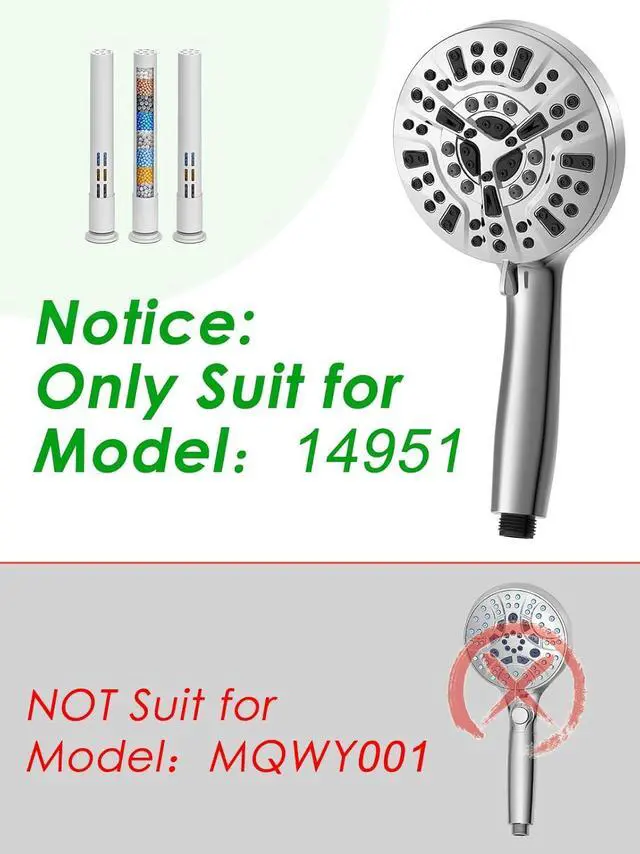 Alt view image 2 of 6 - Pavezo® Replacement Shower Filter for Handheld Shower Head No.14951 (ASIN: B09YN8Z2YD), Multi-stage Filter for Hard Water Reduce Chlorine and Restore PH Balance,Glowing Skin (White-3Pcs)