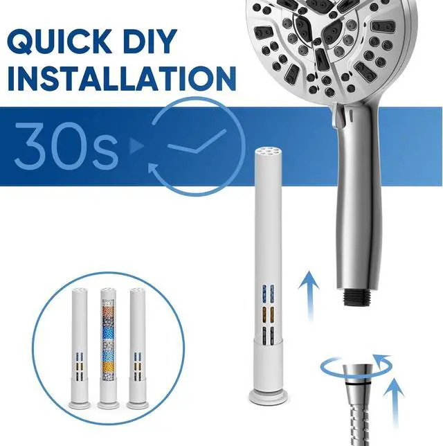 Alt view image 5 of 6 - Pavezo® Replacement Shower Filter for Handheld Shower Head No.14951 (ASIN: B09YN8Z2YD), Multi-stage Filter for Hard Water Reduce Chlorine and Restore PH Balance,Glowing Skin (White-3Pcs)