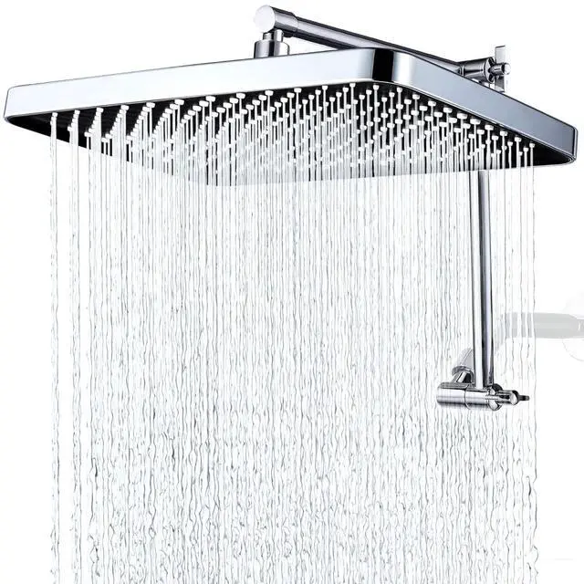 Main image of 13 Inches Rain Shower Head with Extension Arm, Luxury Rainfall Showerhead, 16 Inch Metal Adjustable Arm Extender with Lock Joints