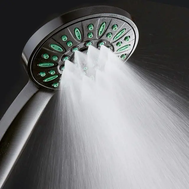 Alt view image 5 of 7 - AquaDance Antimicrobial/Anti-Clog High-Pressure 6-setting Hand Shower, Microban Nozzle Protection from Growth of Mold, Mildew & Bacteria for Stronger Shower! Oil-Rubbed Bronze Finish/Coral Green Jets