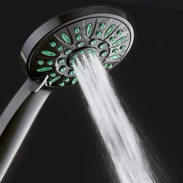 Alt view image 4 of 7 - AquaDance Antimicrobial/Anti-Clog High-Pressure 6-setting Hand Shower, Microban Nozzle Protection from Growth of Mold, Mildew & Bacteria for Stronger Shower! Oil-Rubbed Bronze Finish/Coral Green Jets