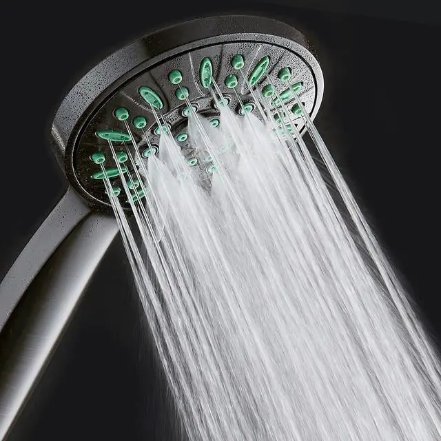 Alt view image 6 of 7 - AquaDance Antimicrobial/Anti-Clog High-Pressure 6-setting Hand Shower, Microban Nozzle Protection from Growth of Mold, Mildew & Bacteria for Stronger Shower! Oil-Rubbed Bronze Finish/Coral Green Jets