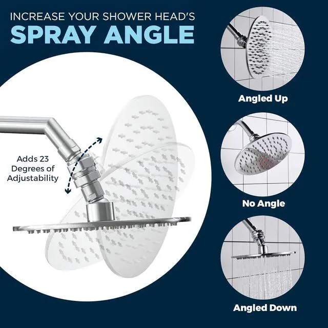 Alt view image 3 of 7 - HammerHead Showers® ALL METAL Shower Head Swivel Ball Adapter, Chrome | Adjustable Pivot Ball To Adjust Showerhead Angle | Universal Connector Joint Fits Fixed, Hand Held & Rain Shower Heads