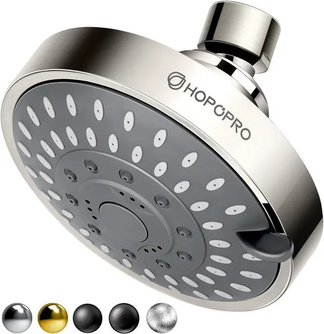 Main image of HOPOPRO 5-Mode High Pressure Shower Head - The Washington Post, NBC News, Today TV Show Recommended - High Flow Fixed Showerheads (4 Inch Brushed Nickel)