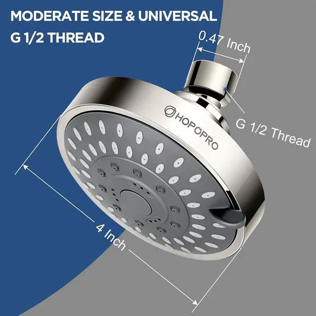 Alt view image 2 of 7 - HOPOPRO 5-Mode High Pressure Shower Head - The Washington Post, NBC News, Today TV Show Recommended - High Flow Fixed Showerheads (4 Inch Brushed Nickel)