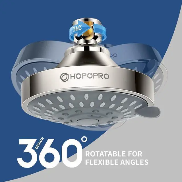 Alt view image 4 of 7 - HOPOPRO 5-Mode High Pressure Shower Head - The Washington Post, NBC News, Today TV Show Recommended - High Flow Fixed Showerheads (4 Inch Brushed Nickel)
