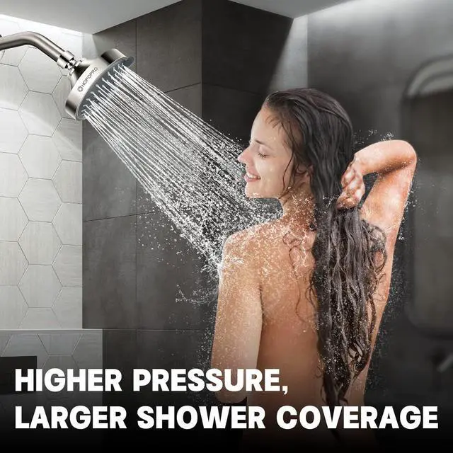 Alt view image 5 of 7 - HOPOPRO 5-Mode High Pressure Shower Head - The Washington Post, NBC News, Today TV Show Recommended - High Flow Fixed Showerheads (4 Inch Brushed Nickel)