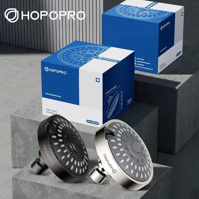 Alt view image 6 of 7 - HOPOPRO 5-Mode High Pressure Shower Head - The Washington Post, NBC News, Today TV Show Recommended - High Flow Fixed Showerheads (4 Inch Brushed Nickel)