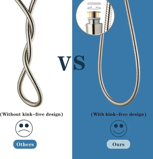 Alt view image 5 of 7 - BRIGHT SHOWERS Shower Hose For Hand Held Shower Heads, 96 Inches Cord Extra Long Stainless Steel Hand Shower Hose, Ultra-Flexible Replacement Part with Brass Insert, Brushed Nickel