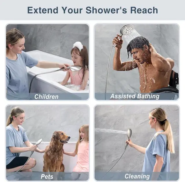 Alt view image 6 of 7 - BRIGHT SHOWERS Shower Hose For Hand Held Shower Heads, 96 Inches Cord Extra Long Stainless Steel Hand Shower Hose, Ultra-Flexible Replacement Part with Brass Insert, Brushed Nickel