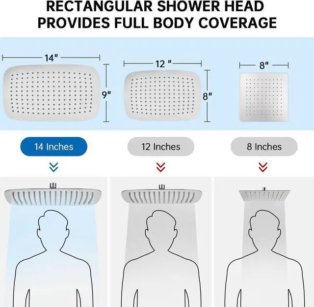 Alt view image 3 of 6 - G-Promise All Metal 14 Inch Shower Head with Massage Mode Handheld, Rain Shower Head with Handheld Spray Combo, 3-Way Diverter with Pause Setting, 13 Inch Adjustable Extension Arm (Brushed Nickel)