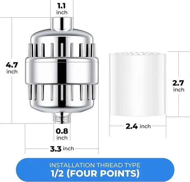 Alt view image 2 of 7 - Shower Filter 20 Stage Showerhead Filter for Hard Water with 2 Replaceable Cartridges for Removing Chlorine Fluoride, Polished Chrome