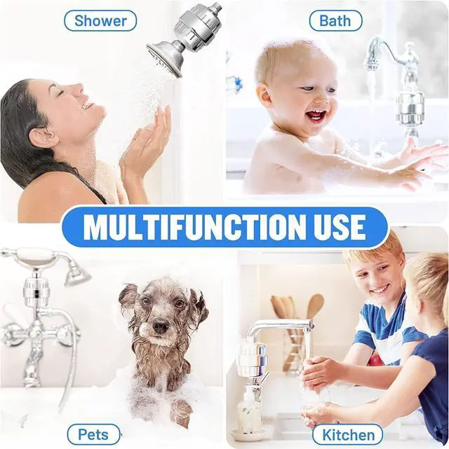 Alt view image 6 of 7 - Shower Filter 20 Stage Showerhead Filter for Hard Water with 2 Replaceable Cartridges for Removing Chlorine Fluoride, Polished Chrome