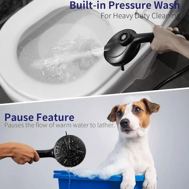 Alt view image 5 of 7 - Filtered Shower Head with Handheld - 10 Spray Modes High Pressure Handheld Shower, With Filtered Spray Combo, Magnetic Connection Shower Head, With 60-Inch Long HoseMatte black